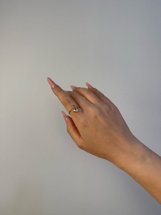 Anello doppio cuore zirconi oro